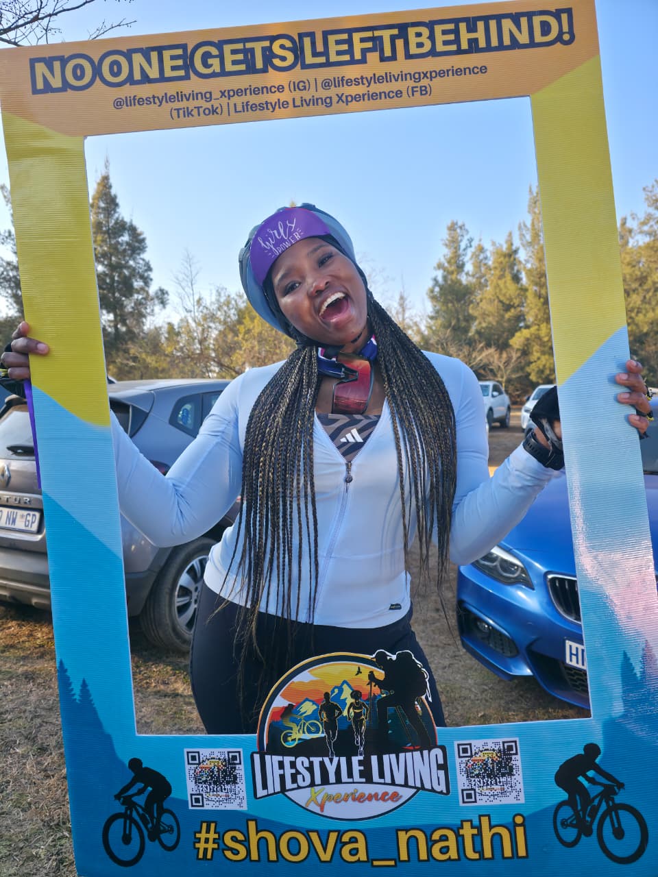 Dineo Mokgotho celebrating inside the Lifestyle Living Xperience #shova_nathi frame