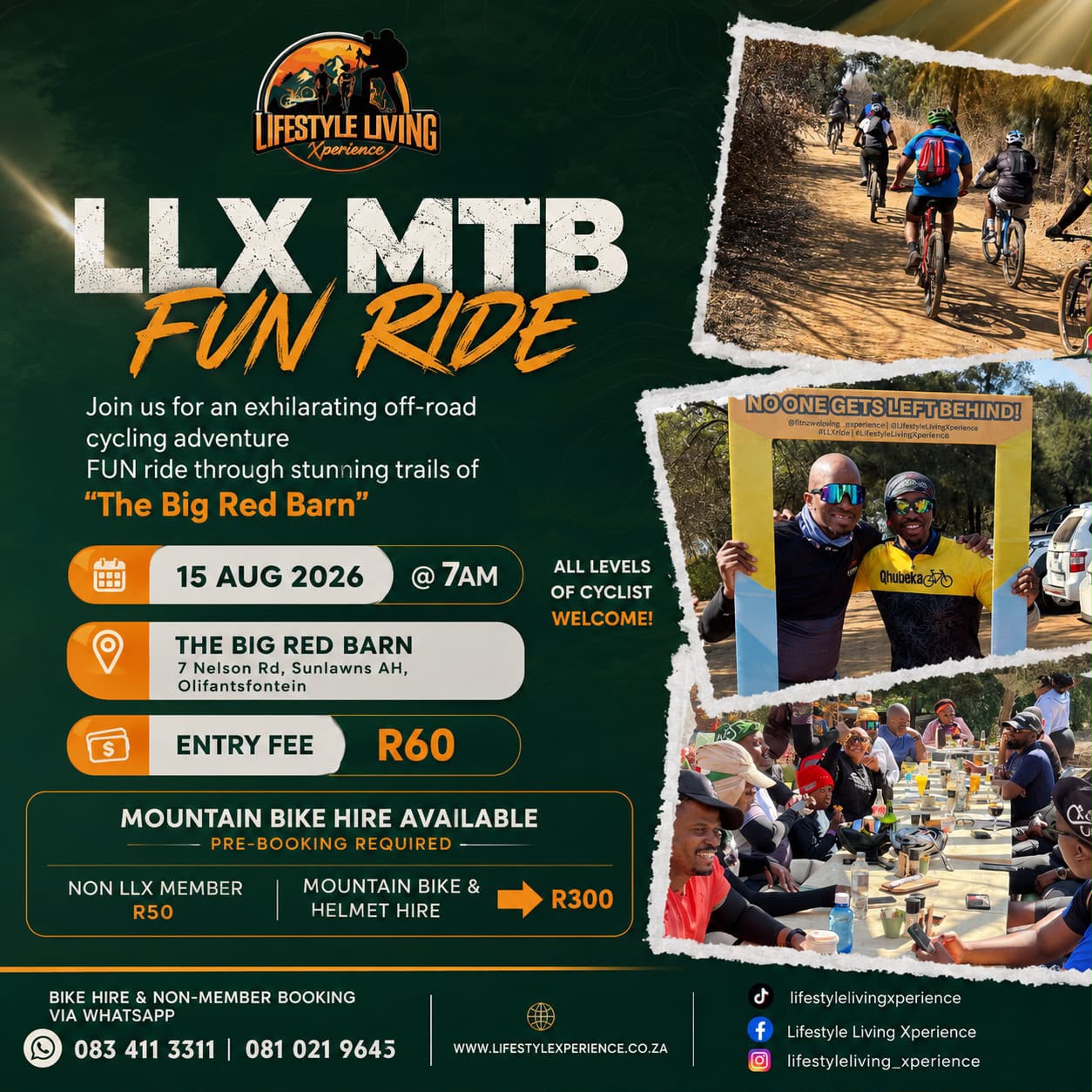 LLX MTB Fun Ride at The Big Red Barn on 15 August 2026 flyer