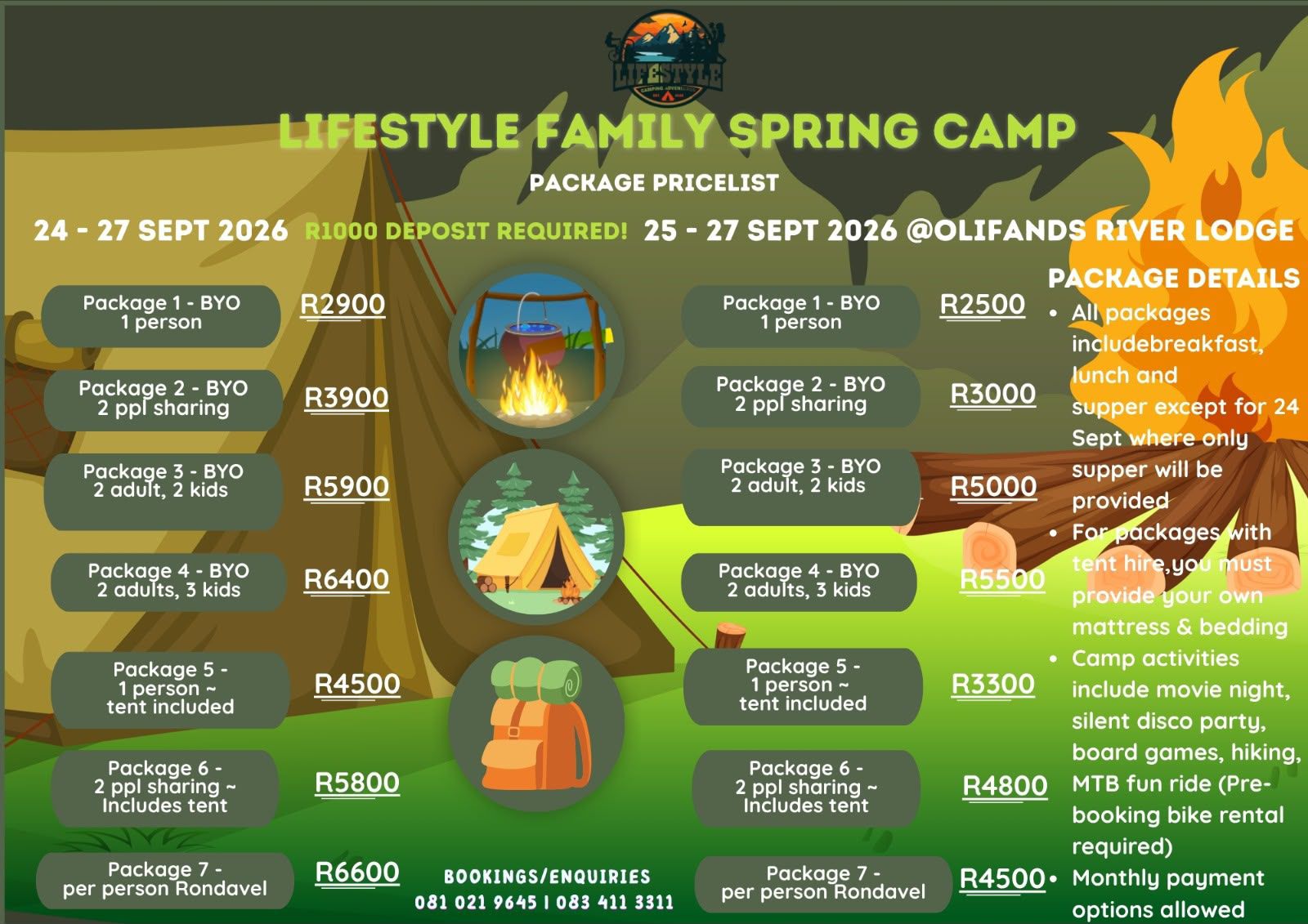 Lifestyle Family Spring Camp 2026 package pricelist